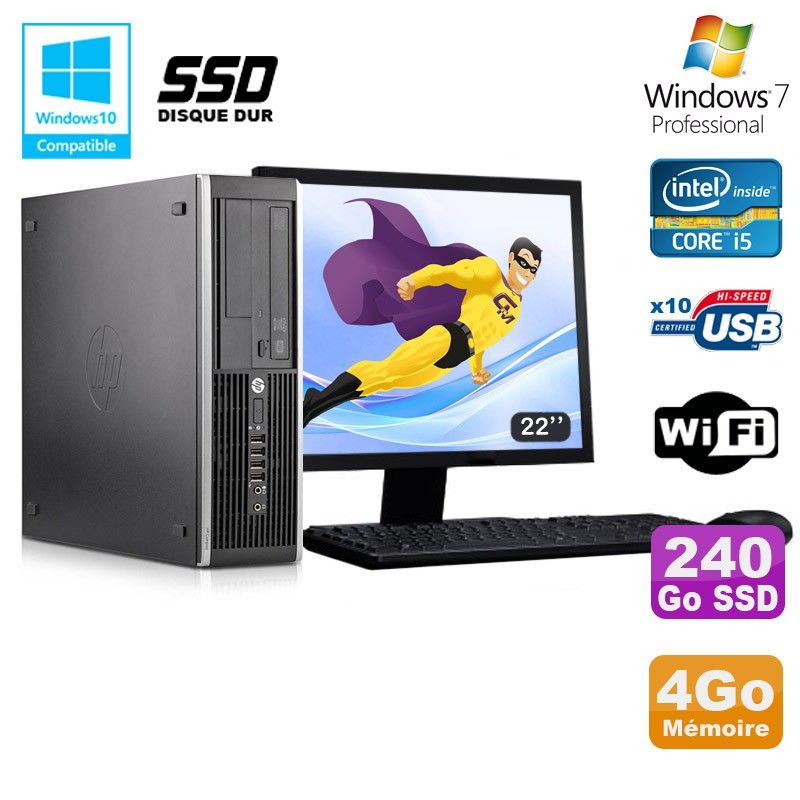 HP Elite 8300 SFF Computer - i5-3470, 4GB RAM, 240GB SSD, DVD Drive, Windows 7 Pro