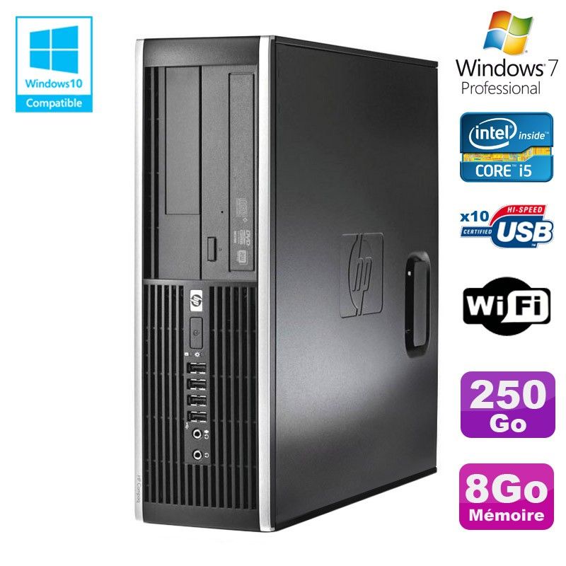 HP Elite 8300 SFF Desktop PC - Core i5-3470, 8GB RAM, 250GB HDD, DVD Drive, WiFi, Windows 7 Pro