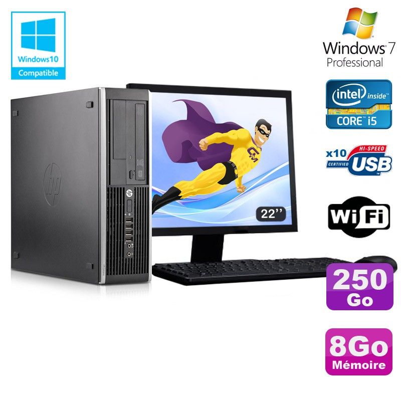 HP Elite 8300 SFF Desktop PC - Core i5-3470, 8GB RAM, 250GB HDD, DVD Burner, Wi-Fi, Windows 7 Pro