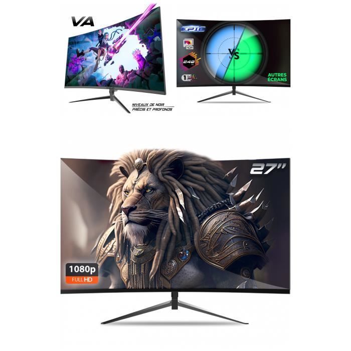 Epic Curved Gamer Monitor 27" Full HD 1980x1080p VA Panel 240Hz 1ms GTG Response Time 300cd/m² Blue Light Filter