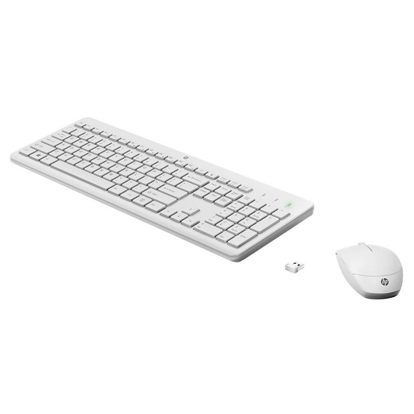 HP 230 Wireless Keyboard and Mouse Set - 2.4GHz, French, White