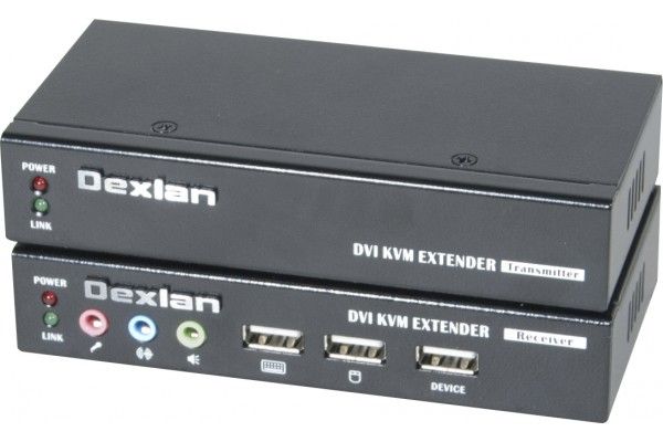 Dexlan Deport KVM DVI/USB 2.0/Audio over 2 x CAT5 up to 50m
