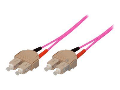Exertis Connect OM4 Multimode Fiber Optic Cable, 10m, Duplex, 50/125 microns, Violet Bruise