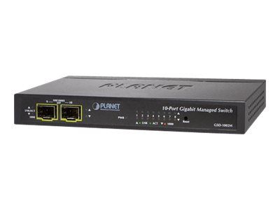 Planet GSD-1002M Managed Switch - 8 x Gigabit Ethernet + 2 x Fast Ethernet/Gigabit SFP