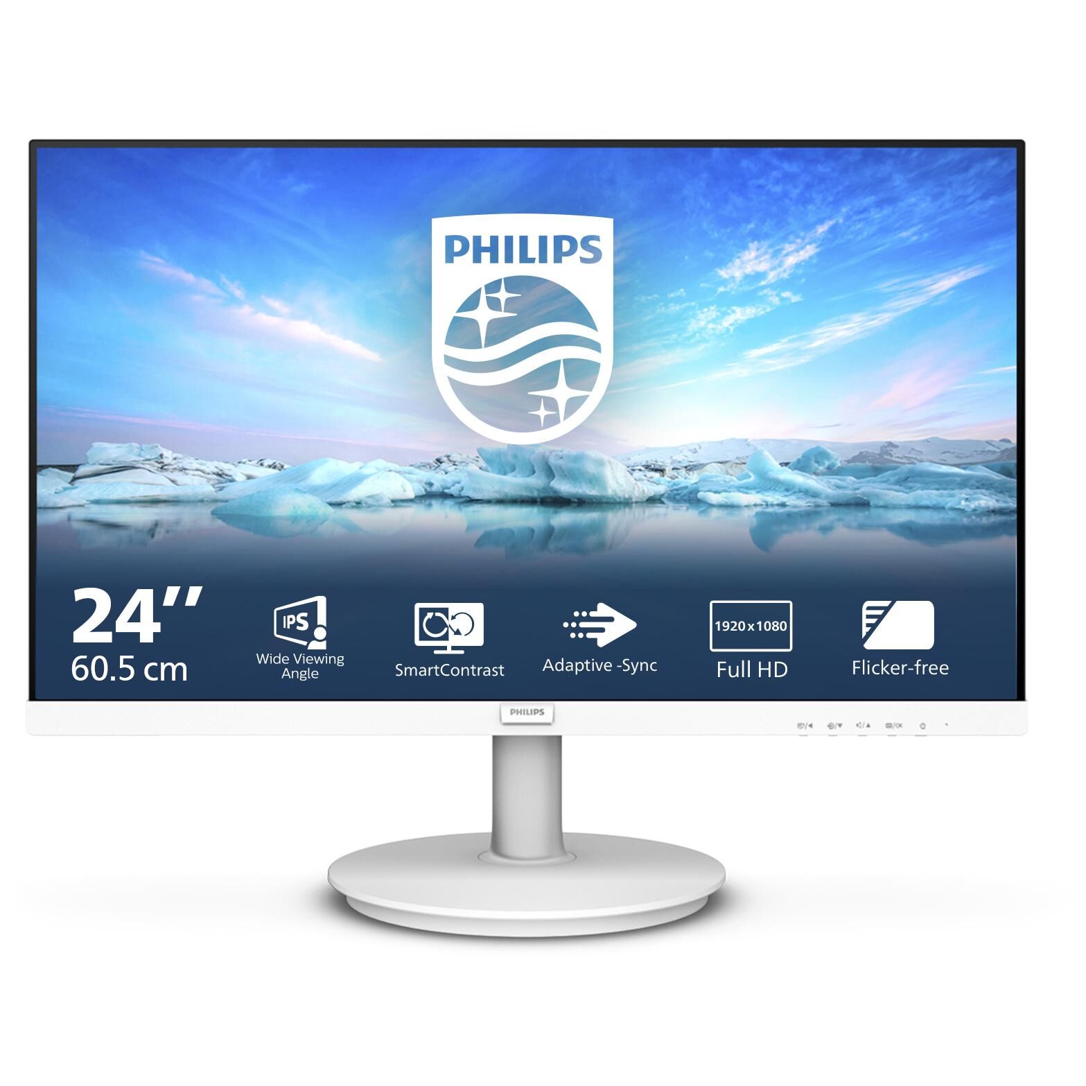 Philips V-line 241V8AW - Écran LED - 24" (23.8" visualisable) - 1920 x 1080 Full HD (1080p) @ 75 Hz - IPS - 250 cd/m² - 1000:1 - 4 ms - HDMI, VGA - haut-parleurs - blanc texturé