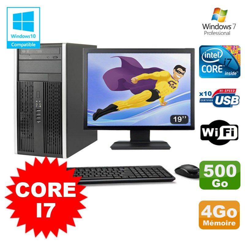 HP Elite 8200 Tour PC - Core i7, 4GB RAM, 500GB HDD, DVD Burner, WiFi, Windows 7