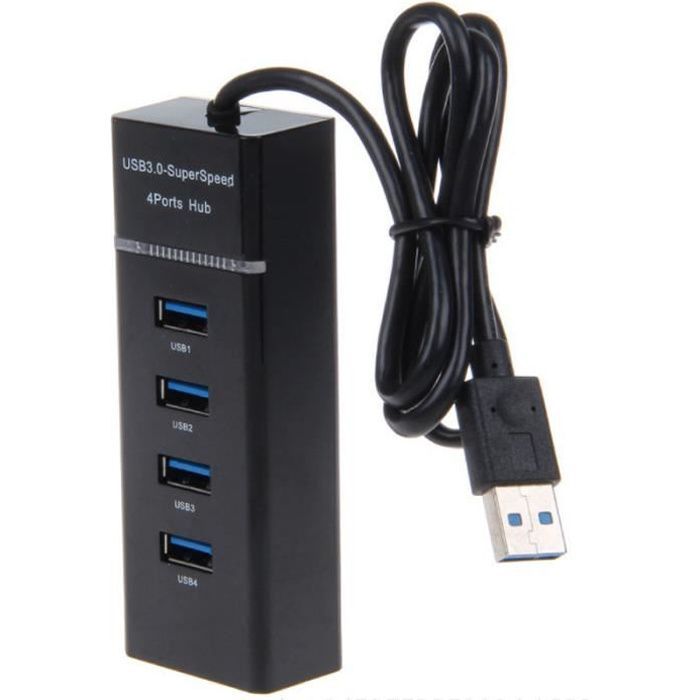 GOBRO 4-Port USB 3.0 High-Speed Hub for Computer, PC, Tablet (Black)