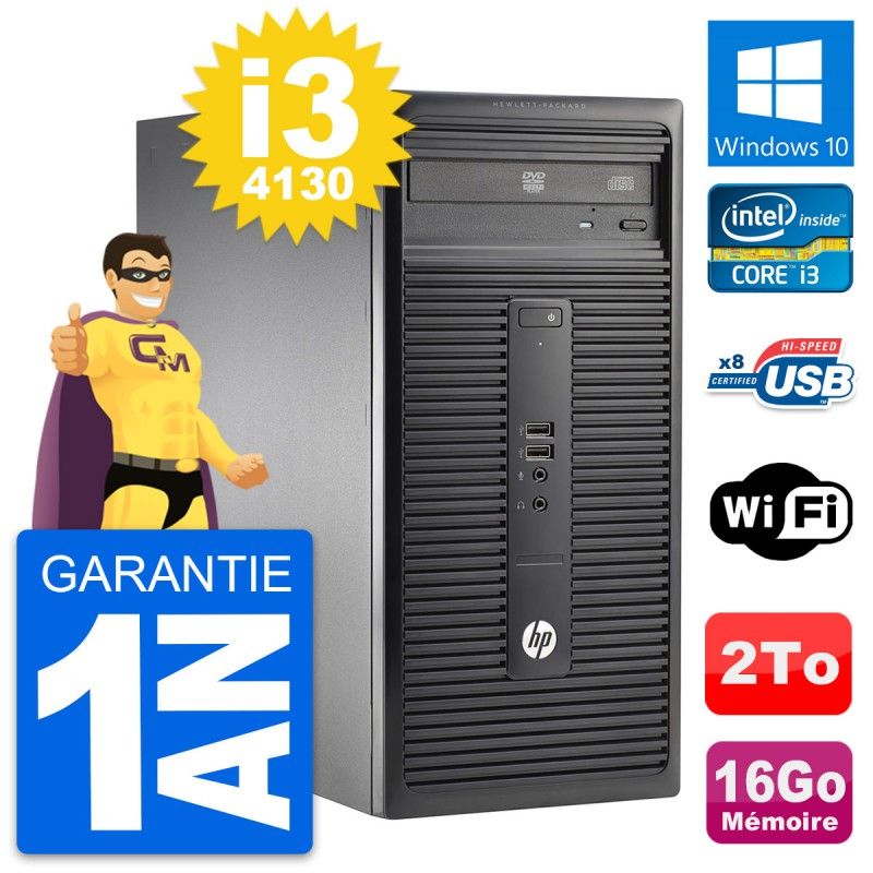 HP 280 G1 MT Desktop PC - Intel Core i3-4130, 16GB RAM, 2TB HDD, Windows 10, WiFi