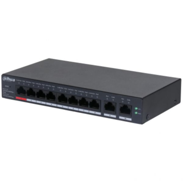 Dahua CS4010-8GT-110 - Cloud Managed Switch - 8 x 10/100/1000 (PoE) + 2 x 10/100/1000 (uplink) - Desktop, Wall Mount