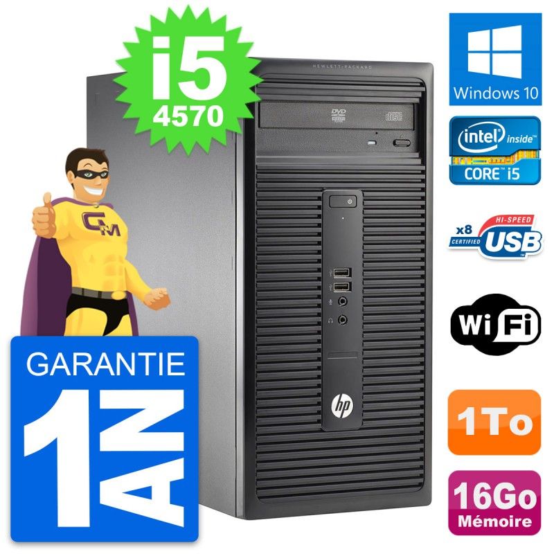 HP 280 G1 MT Desktop PC - Intel Core i5-4570, 16GB RAM, 1TB HDD, Windows 10, WiFi