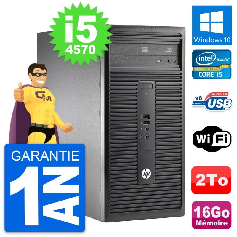 HP 280 G1 MT Desktop PC - Intel Core i5-4570, 16GB RAM, 2TB HDD, Windows 10, WiFi