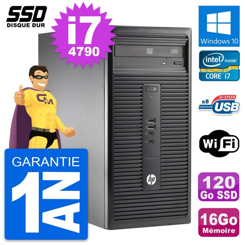 HP 280 G1 MT Desktop PC - Intel Core i7-4790, 16GB RAM, 120GB SSD, Windows 10