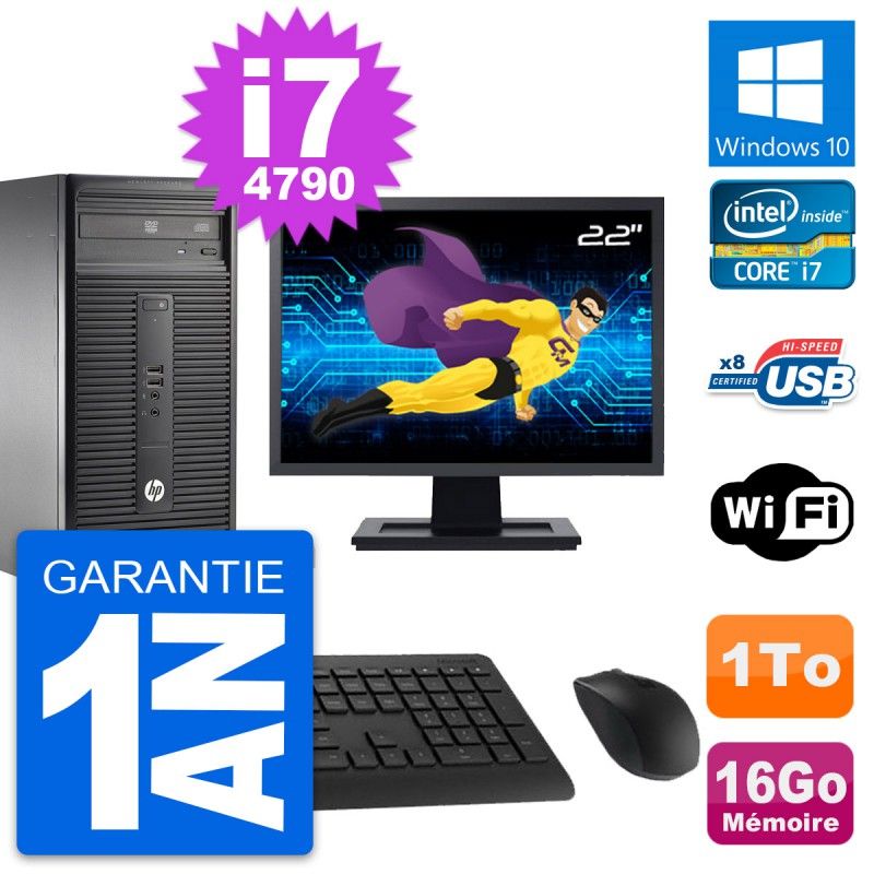 HP 280 G1 MT Desktop PC - 22" Screen, Intel Core i7-4790, 16GB RAM, 1TB Storage, Windows 10