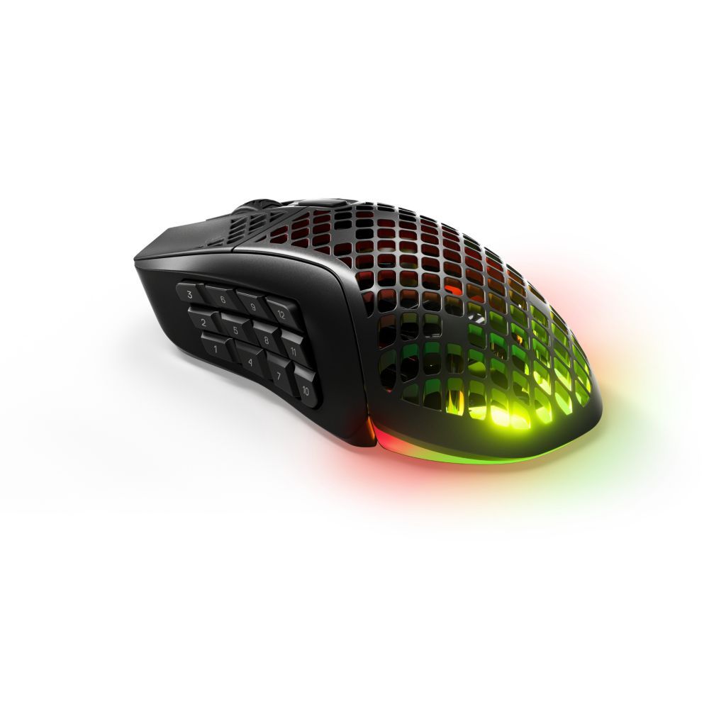 SteelSeries Aerox 9 - Gaming Mouse - Ergonomic - Right-Handed - Optical - 18 Buttons - Wireless, Wired - 2.4GHz, Bluetooth 5.0, USB - USB-C Wireless Receiver - Matte Black