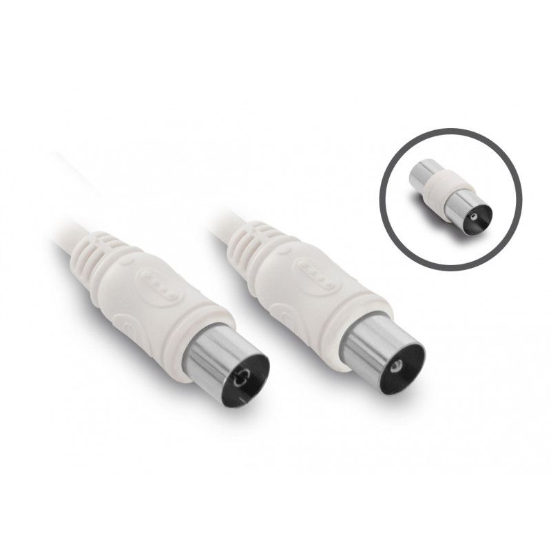 Metronic Coaxial TV Cable 9.52mm Male/Female + 5m Male/Male Adapter - White