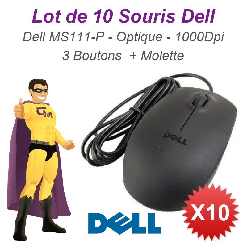 Ratón óptico con cable Dell MS111-P (Negro, 1000 DPI, 3 botones)