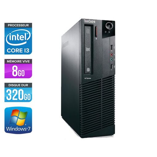Lenovo ThinkCentre M81 SFF - Intel Core i3-2100 / 3.10 GHz - 8 GB RAM - HDD 320 GB - DVD-RW - Ethernet Gigabit - Windows 7 Profesional