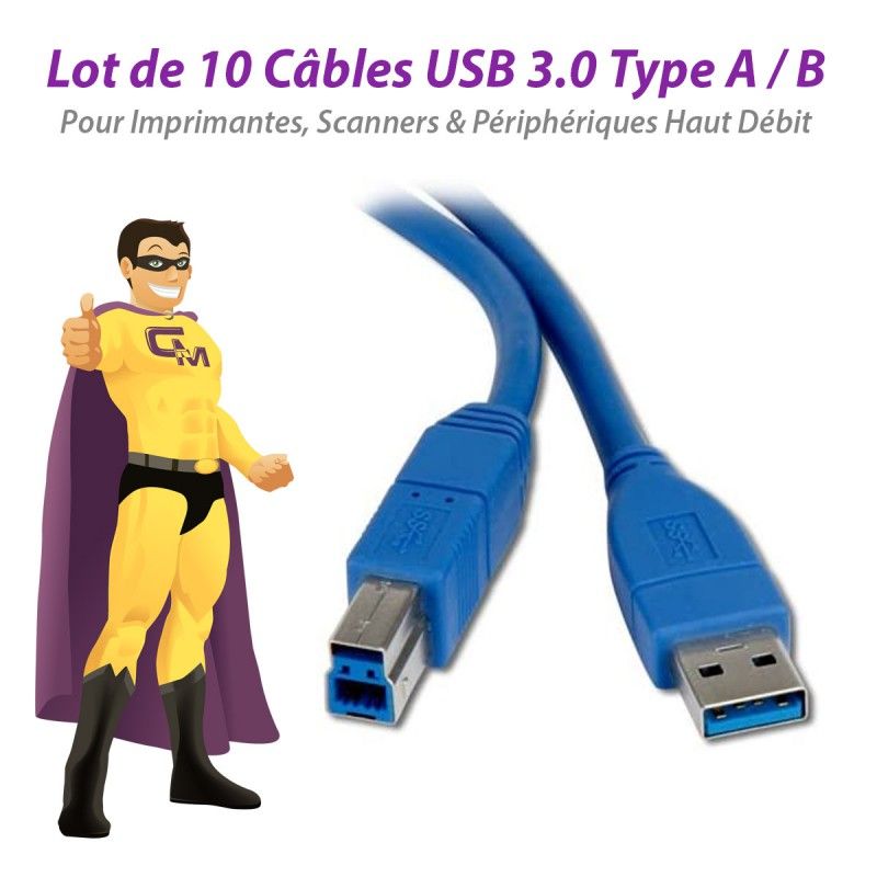Connectland USB 3.0 Type A to B High-Speed Cables (10 Pack)