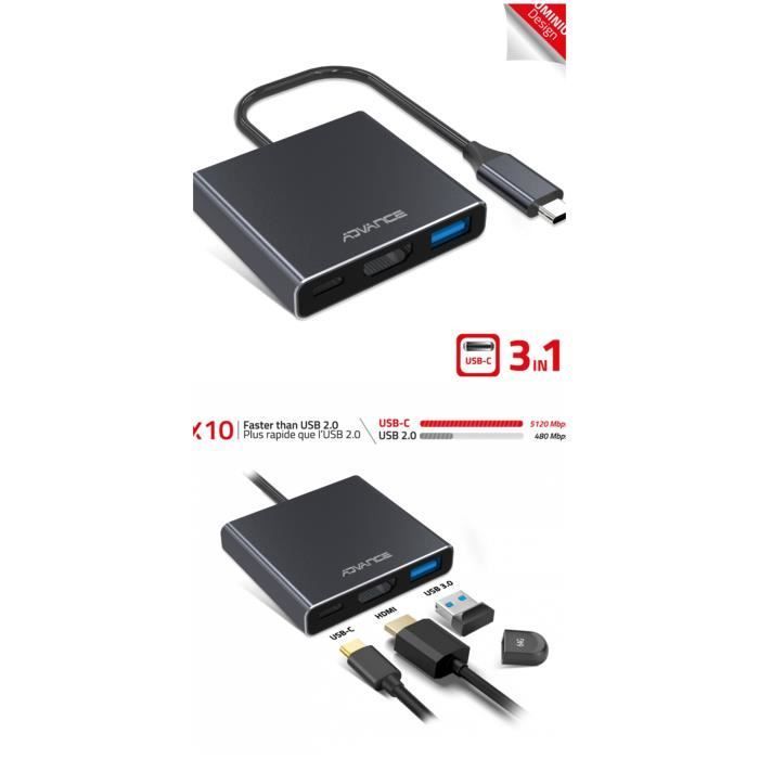 Advance Multi-Port USB-C to USB-A 3.0 Hub Adapter