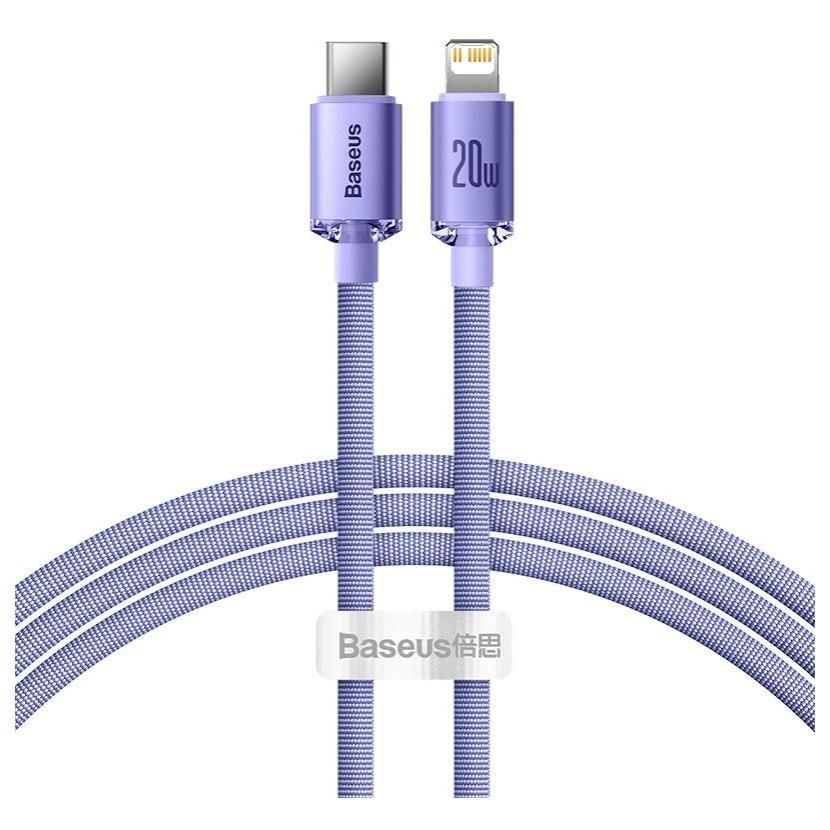 Cable Baseus Crystal Shine USB C a Lightning, 1,2 m, Púrpura