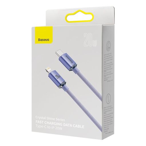 Cable de carga rápida Baseus Serie Crystal Shine 20W, 2m, Púrpura