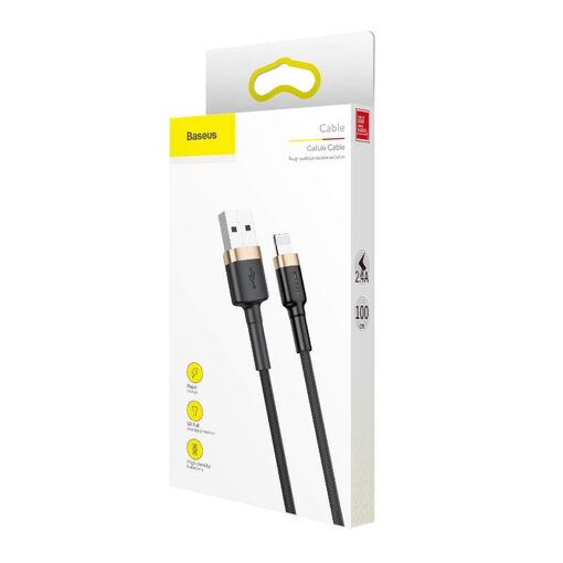Cable Lightning Baseus 2.4A 1m Dorado y Negro