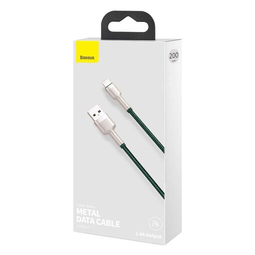 Cable de datos metálico Baseus 2.4A 2m Verde