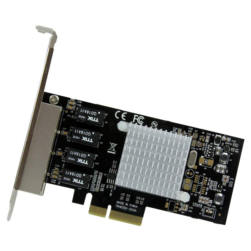 Tarjeta de red StarTech de 4 puertos Gigabit Ethernet con chipset Intel I350-AM4 - Adaptador NIC PCIe GbE de perfil bajo - 1GbE, 1000Base-T, negro