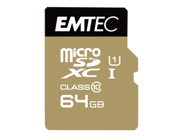 Dexxon EMTEC Gold+ MicroSD Card - 64GB, Class 10 (with SD Adapter)