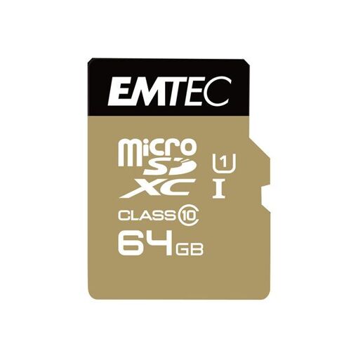 Dexxon EMTEC Gold+ MicroSD Card - 64GB, Class 10 (with SD Adapter)