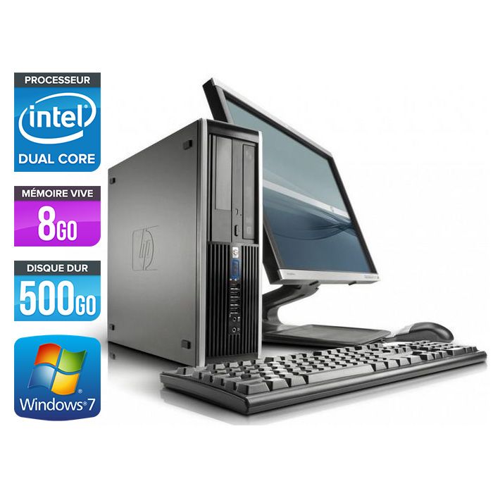 HP Elite 8100 SFF PC + 22'' Monitor - Intel Pentium G6950 / 2.80 GHz - 8GB RAM - 500GB HDD - DVD - Gigabit Ethernet - Windows 7 Pro