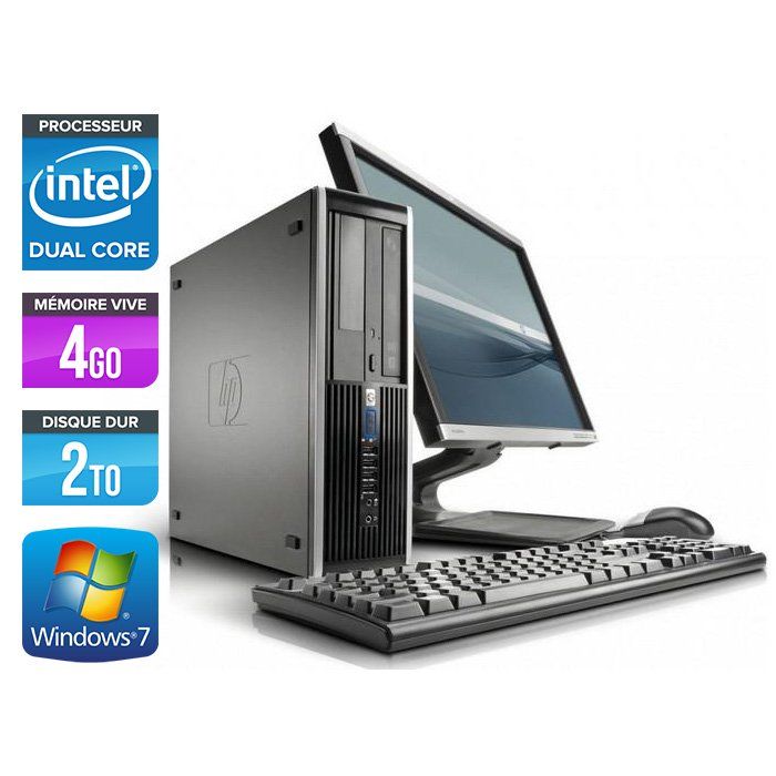 HP Elite 8100 SFF Desktop PC + 22'' Monitor - Intel Pentium G6950 / 2.80 GHz - 4GB RAM - 2TB HDD - DVD - Gigabit Ethernet - Windows 7 Professional