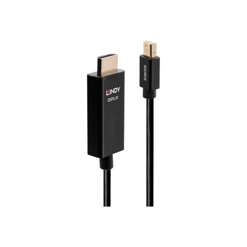 Cable adaptador Lindy - Mini DisplayPort macho a HDMI macho - 1 m - blindado - negro - redondo, compatible 4K