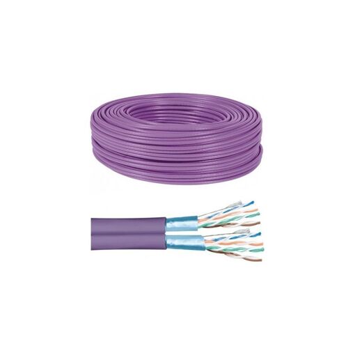 Exertis Connect Dexlan - 305m Bulk Cable - 7.5mm - F/FTP Duplex CAT6a - Halogen-Free, Massive Conductors - Purple