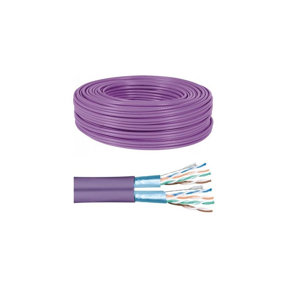 Exertis Connect Dexlan - 305m Bulk Cable - 7.5mm - F/FTP Duplex CAT6a - Halogen-Free, Massive Conductors - Purple
