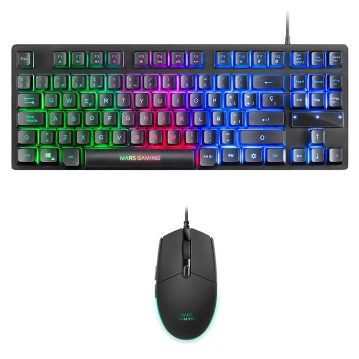 ANIMA MARS Gaming MCPTKL - TKL Mechanical Keyboard and Mouse Set - Backlit - USB - QWERTY - Spanish - H-Mech Switch - Black