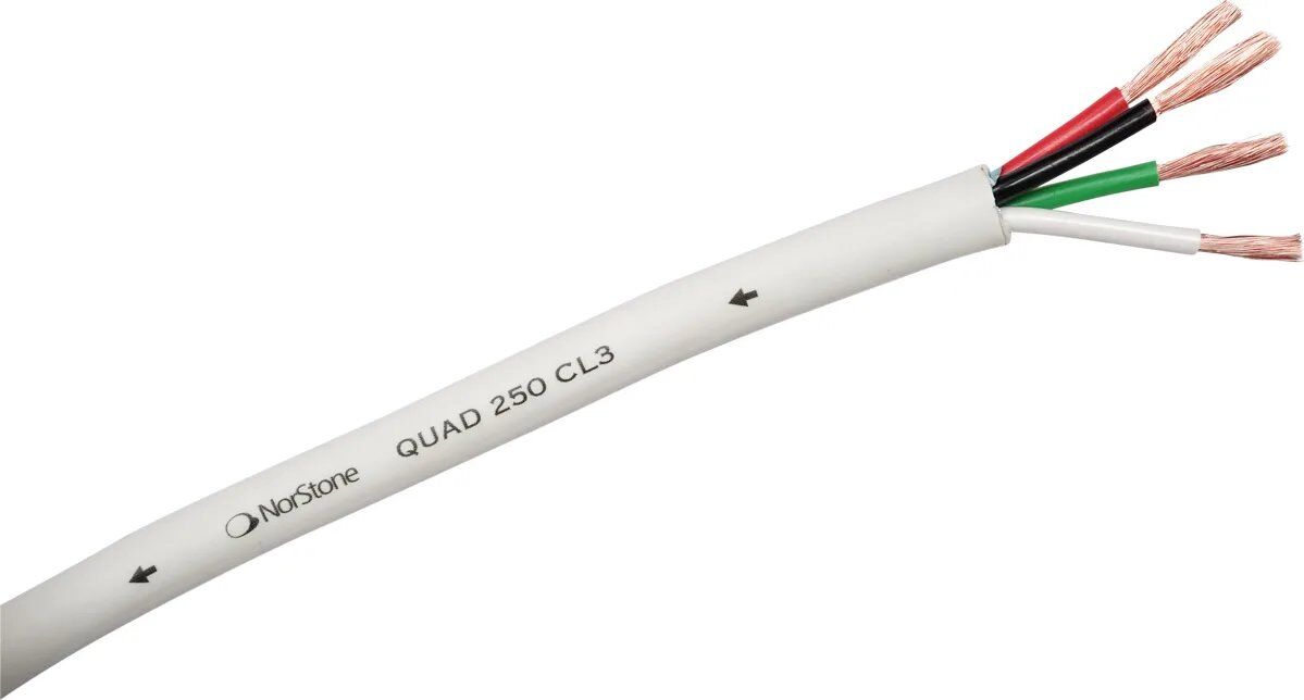 NorStone Speaker Cable - 4 x 2.5mm² - CL3 - Flexible PVC Sheath - Matte White - 150m