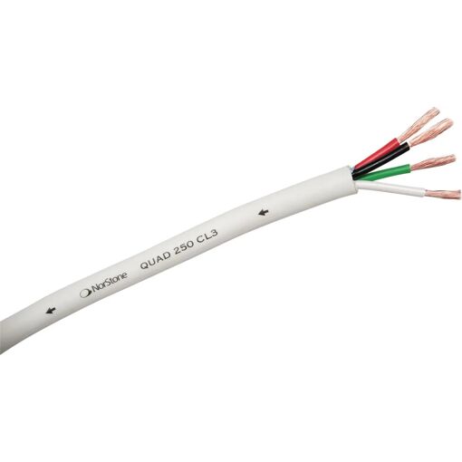 NorStone Speaker Cable - 4 x 2.5mm² - CL3 - Flexible PVC Sheath - Matte White - 150m