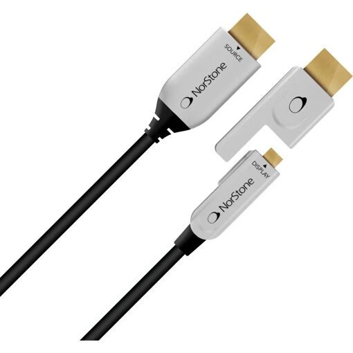 NorStone Optical Fiber HDMI Cable - HDMI 2.0 - UHD 4K, Full HD, 3D, 7.1 Audio Compatible - Gold Plated Connector - 15m