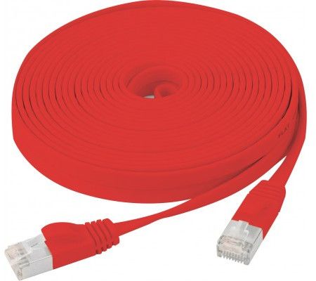 SNG Flat Cable - RJ45, CAT U/FTP, 10m, 250MHz, 100 Ohms, Copper, Red