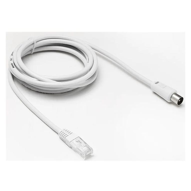 D2 Diffusion Coaxial Antenna Cable - 2m, RJ-45 Male to Male, White, Molded
