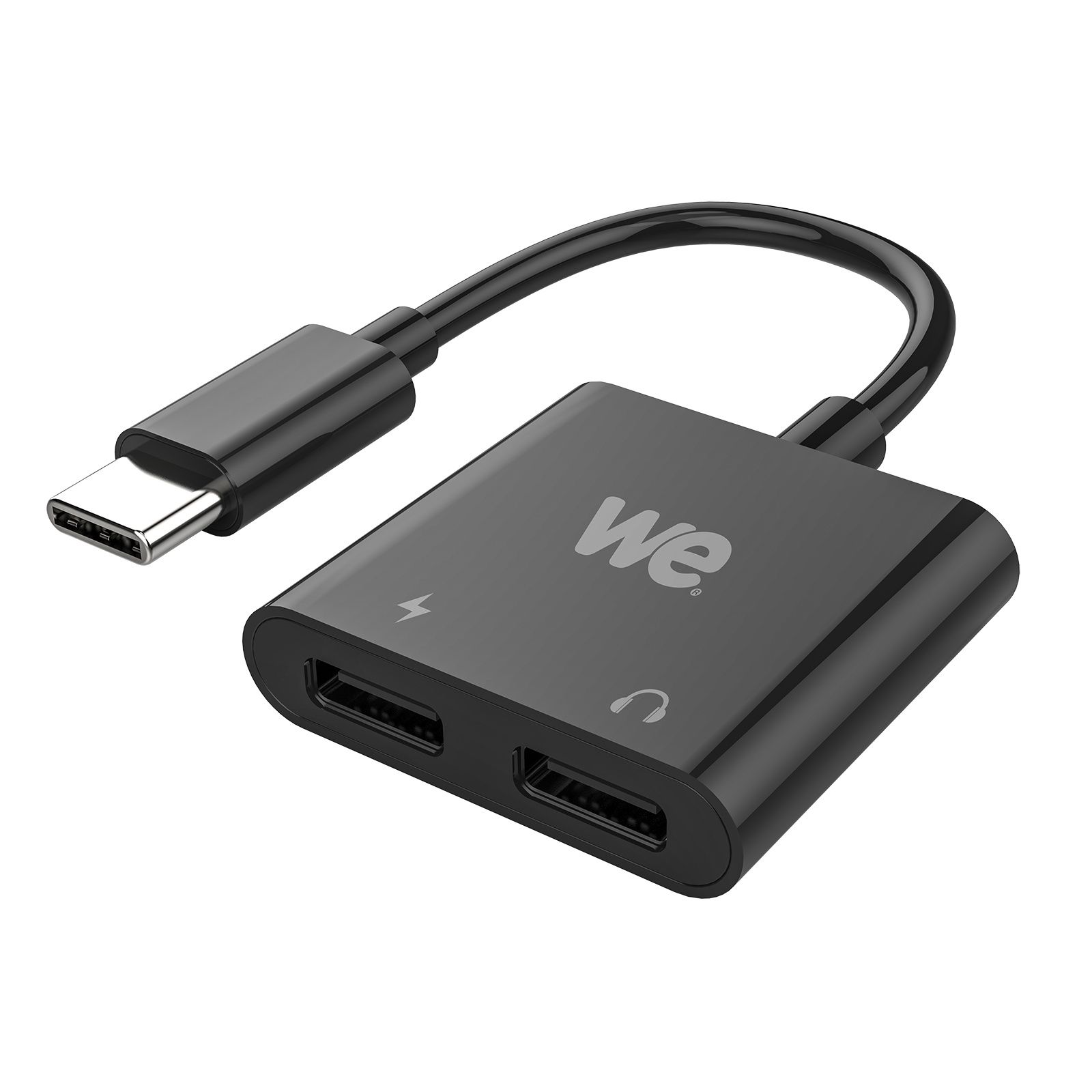 WE Double USB C Adapter and Charger/Splitter, 2 in 1 Type C / USB C and Audio Jack for Huawei Mate 20, Google Pixel 2/2 XL, Pixel 3/3 XL, Xiaomi Samsung