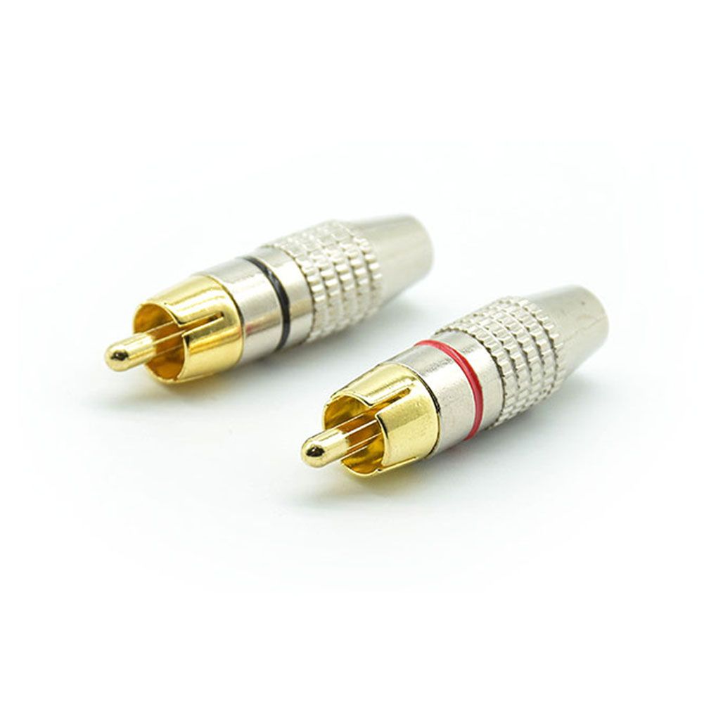 Golden Soldless RCA Male Adapter, 2 Pieces, for Audio Video CCTV Camera IP Cable Coaxial Converter