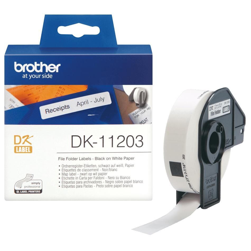 Brother DK-11203 Label Roll - Original - Black on White, 17 x 87 mm