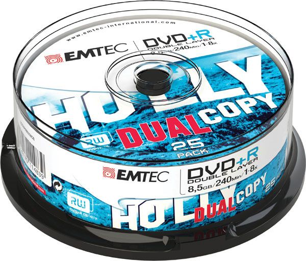 EMTEC 25 Pack DVD+R DL 8.5GB (240 Minutes) 8x - Silver