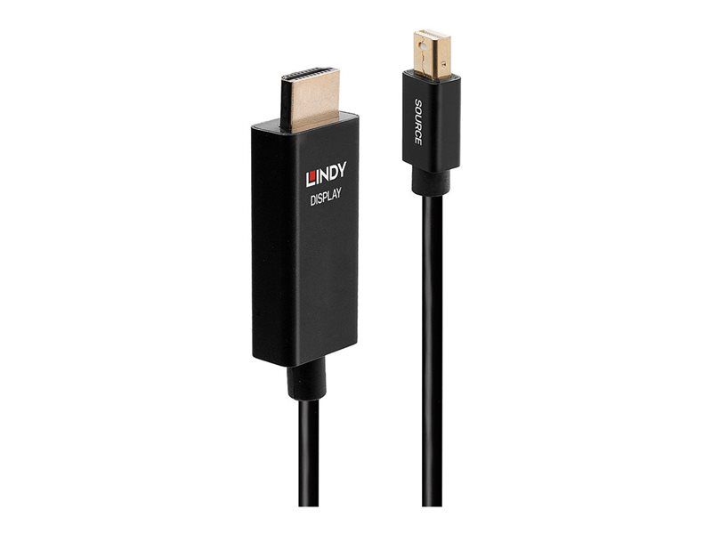 Lindy Adapter Cable - Mini DisplayPort to HDMI - 3m - Shielded - Black - Round, 4K Support