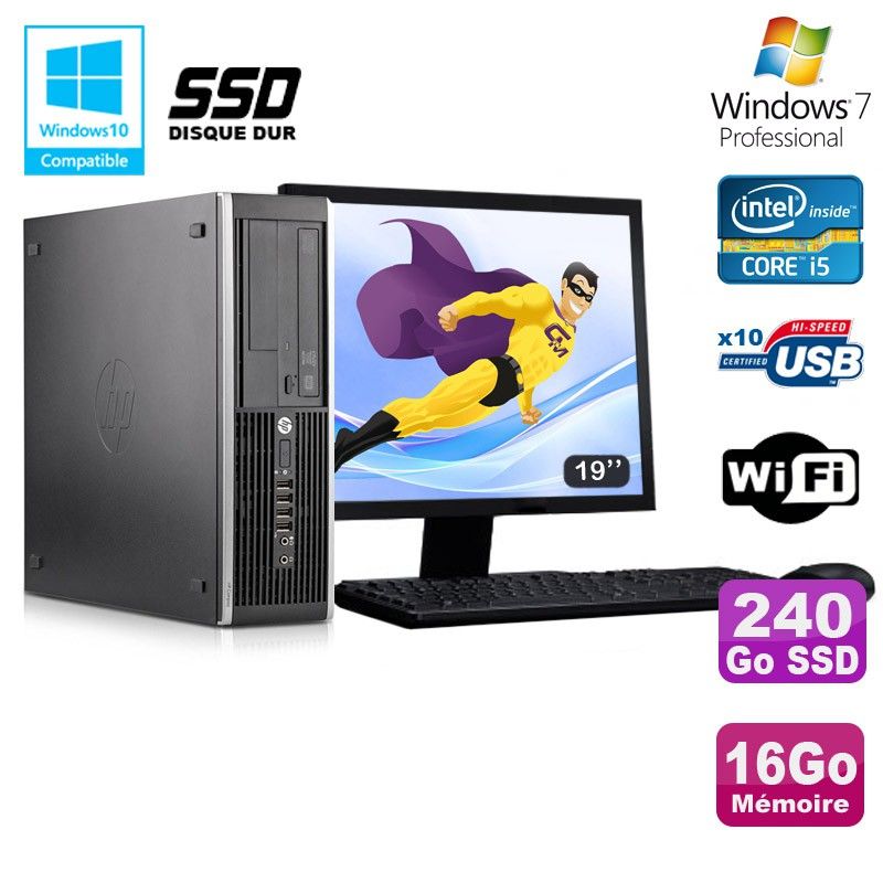 HP Elite 8300 SFF Desktop PC - Intel Core i5-3470, 16GB RAM, 240GB SSD, DVD Burner, Windows 7 Pro