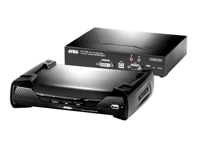 ATEN Technology DVI KVM Over IP Extender KE6900 (Transmitter and Receiver) - Screen, Keyboard, Mouse, Audio, Serial, USB Extension - USB - Up to 100m