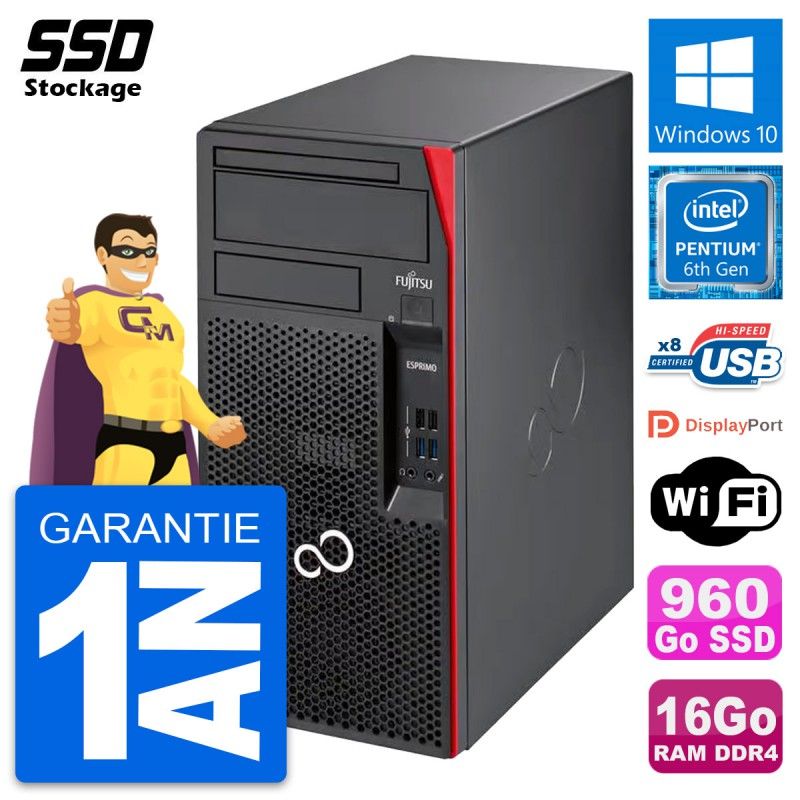 Fujitsu Esprimo P557 MT - Intel Pentium G4400, 16GB RAM, 960GB SSD, Windows 10, Wifi