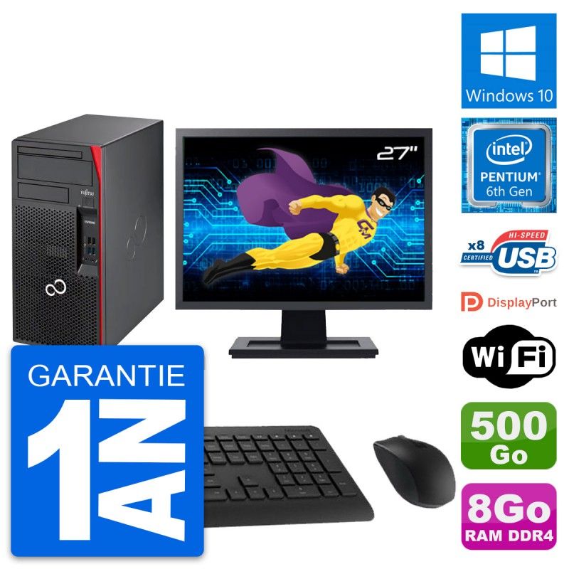 Fujitsu P557 27-Inch Desktop PC - Intel G4400, 8GB RAM, 500GB HDD, Windows 10, WiFi